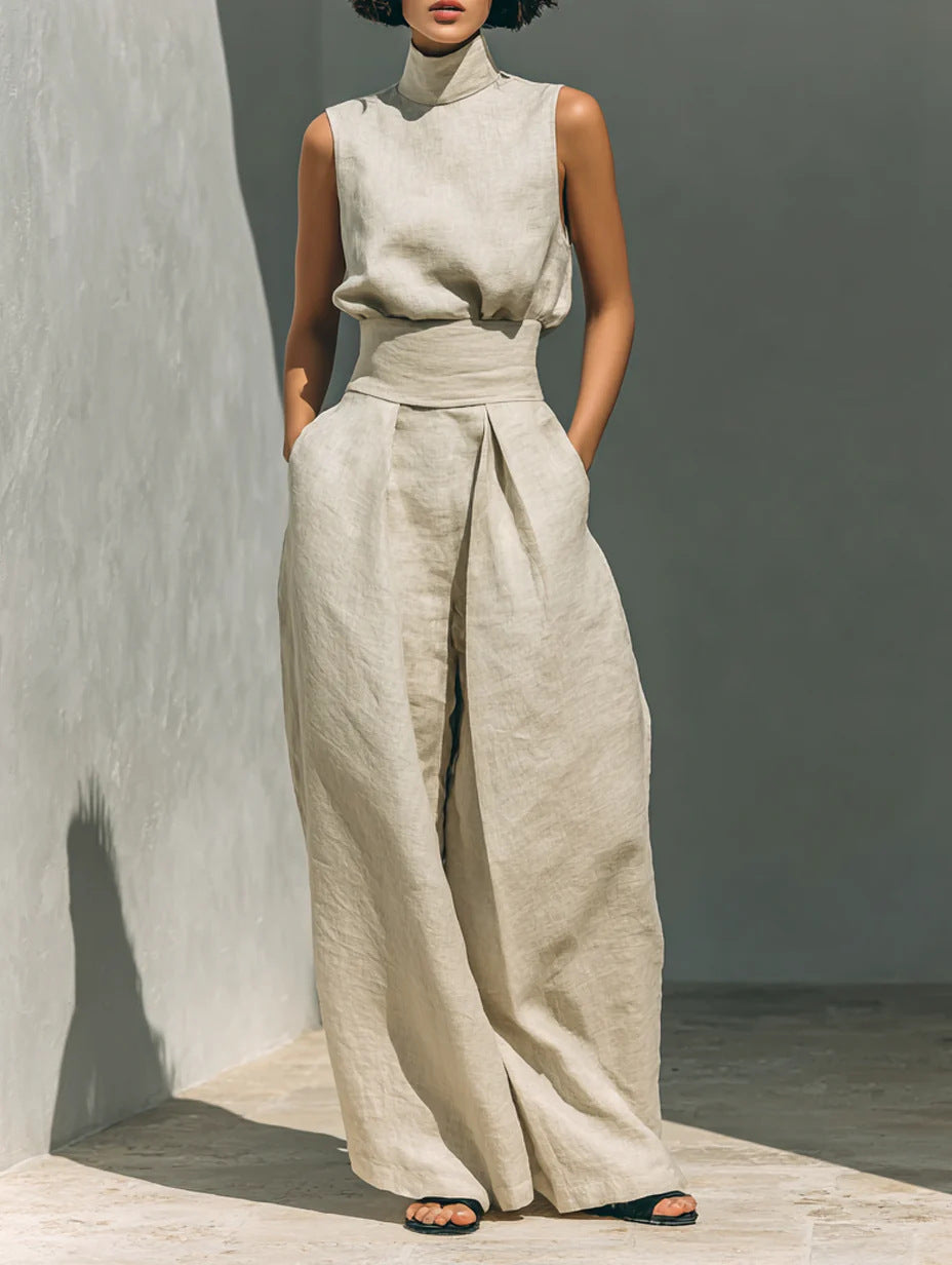Women’s Sleeveless Two-Piece Pants Set With Tank Top