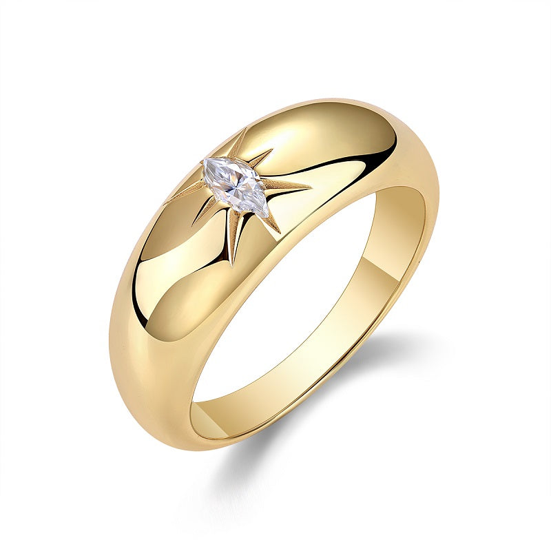 1Eight-prong Radiance - A Fashionable And Luxurious Jewelry Piece Set With Moissanite S925 Sterling Silver And Gold-plated Diamond Prohibit Tk Sales