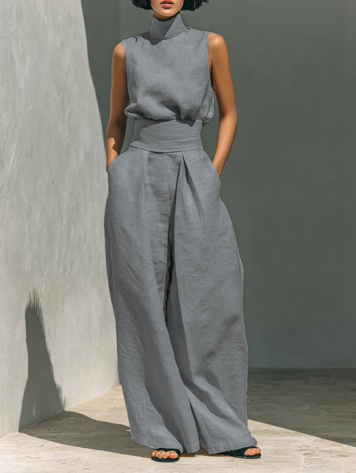 Women’s Sleeveless Two-Piece Pants Set With Tank Top
