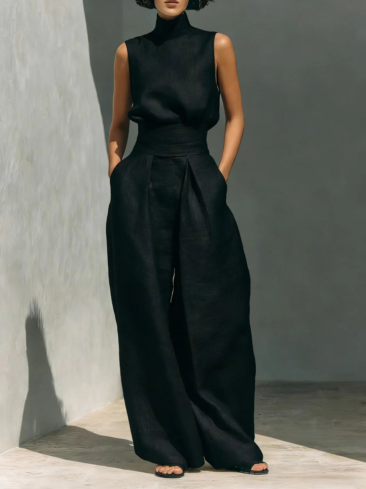 Women’s Sleeveless Two-Piece Pants Set With Tank Top
