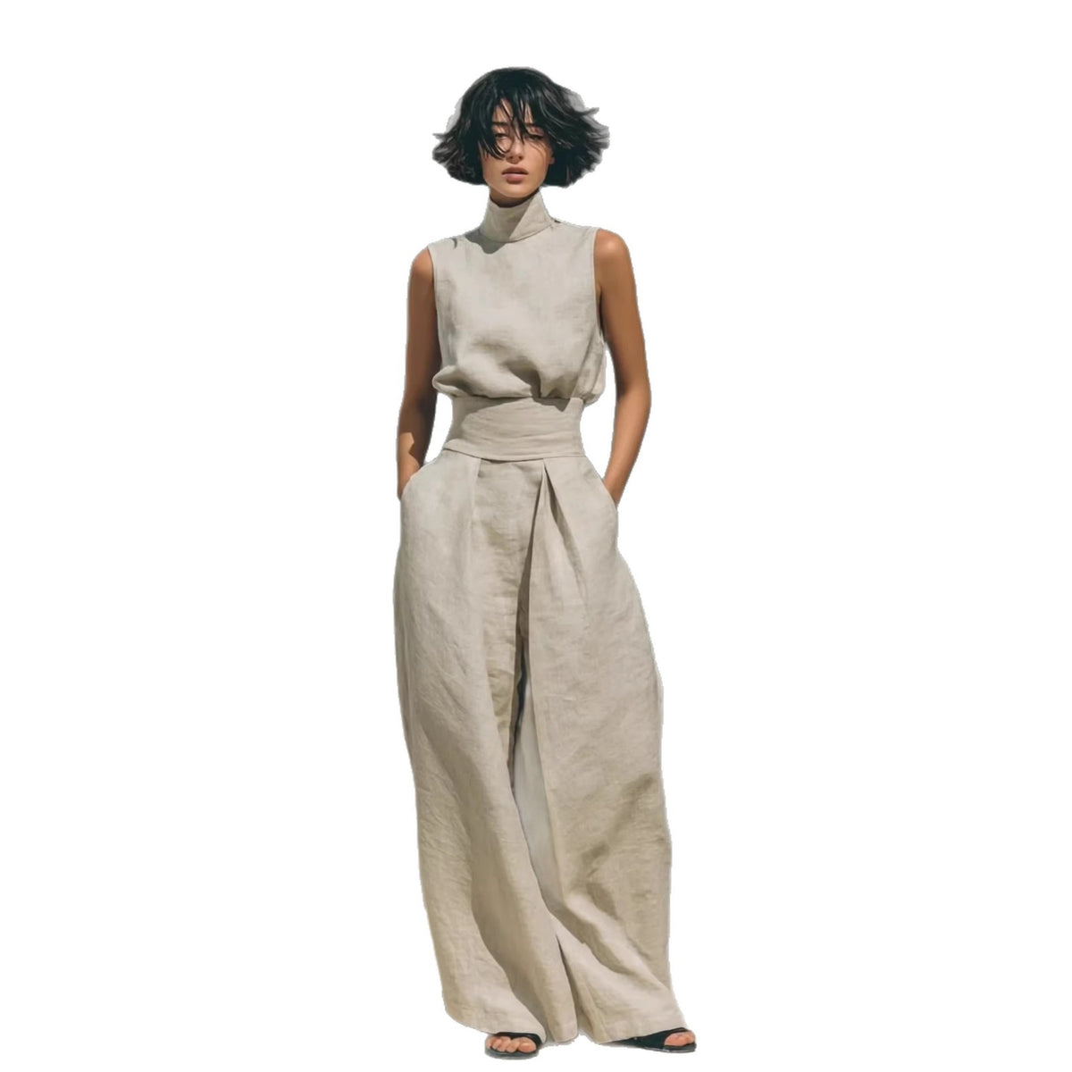 Women’s Sleeveless Two-Piece Pants Set With Tank Top