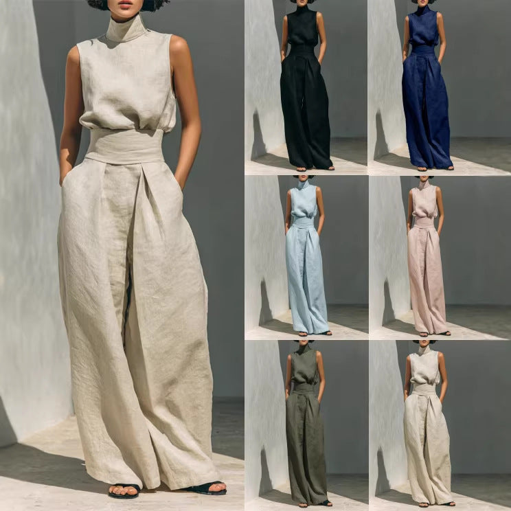 Women’s Sleeveless Two-Piece Pants Set With Tank Top