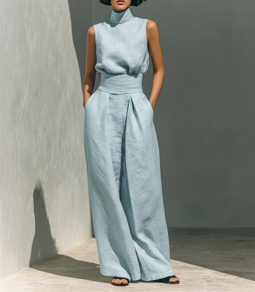 Women’s Sleeveless Two-Piece Pants Set With Tank Top