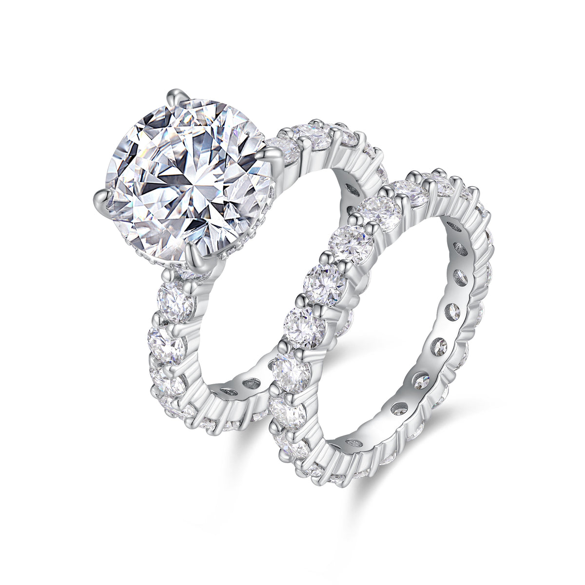 1Time Vow - Fashionable Men And Women Ring Row Jewelry Set With 5-carat Moissan Diamond S925 Sterling Silver And Platinum-plated Diamond Prohibit Tk Sales