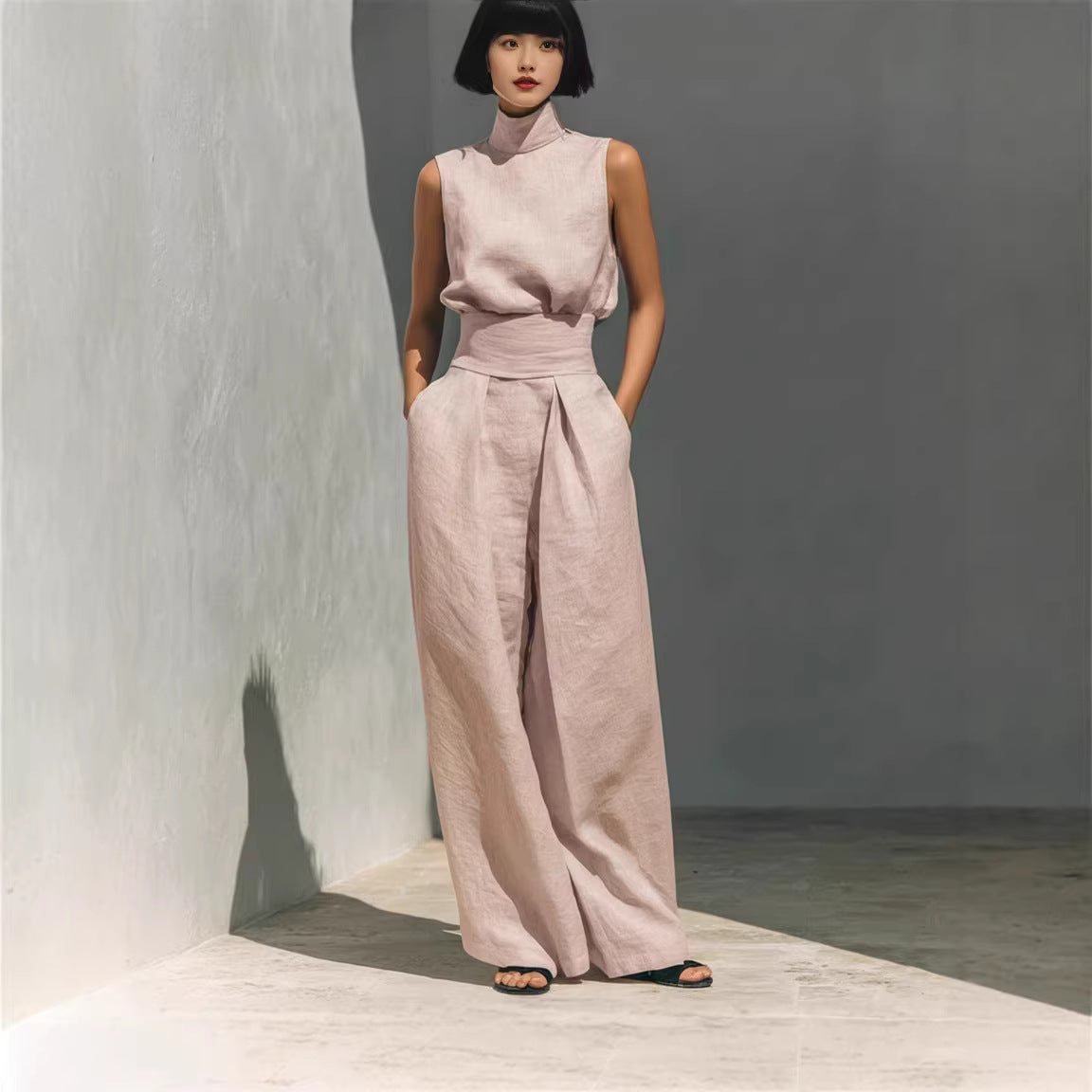 Women’s Sleeveless Two-Piece Pants Set With Tank Top