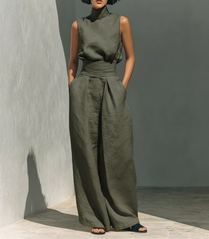 Women’s Sleeveless Two-Piece Pants Set With Tank Top