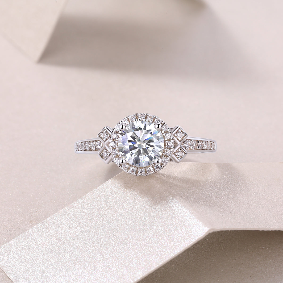 1Lighthouse Large Diamond Ring Luxury Fashion Set Moissanite Silver Ring Prohibit Tk Sales