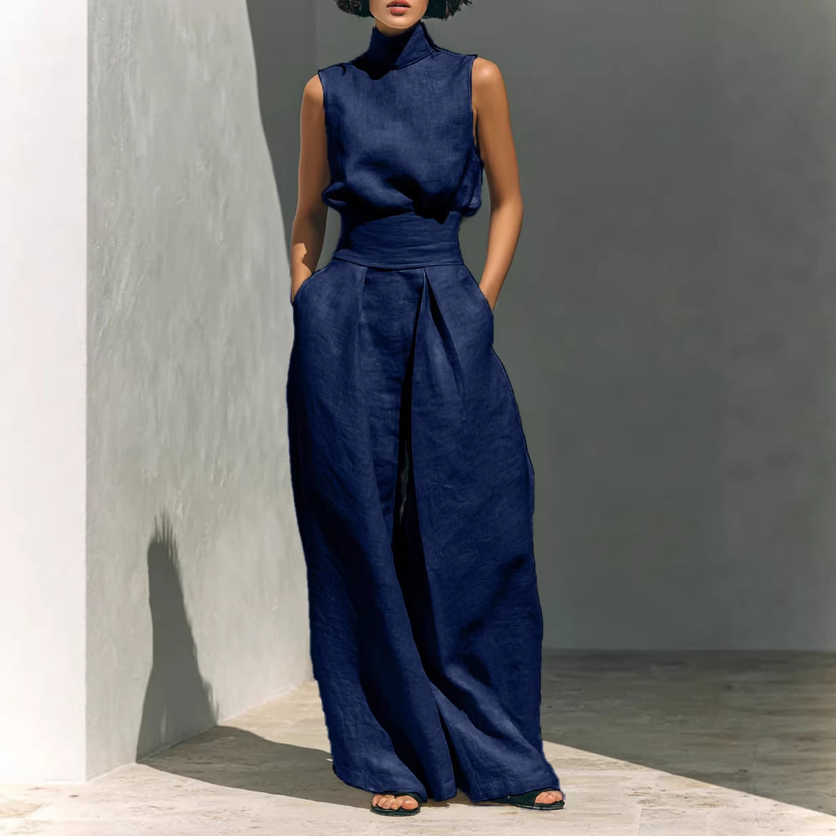 Women’s Sleeveless Two-Piece Pants Set With Tank Top