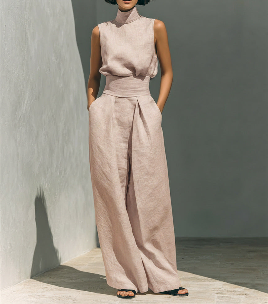 Women’s Sleeveless Two-Piece Pants Set With Tank Top