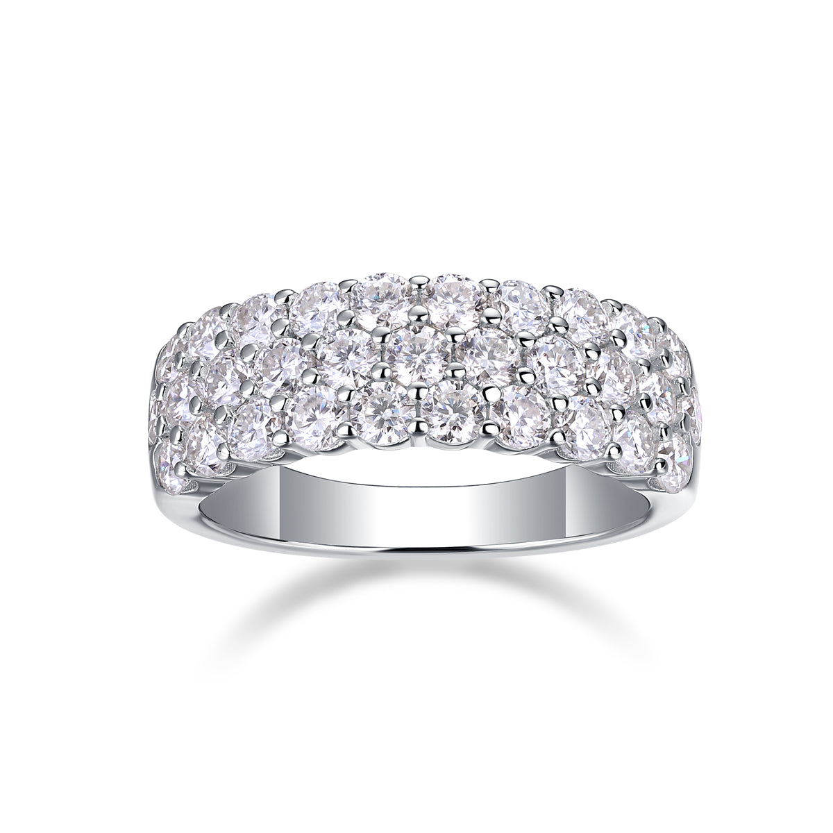 1Multi-row Diamond Ring Luxury Fashion Set Moissanite Silver Ring Prohibit TK Sales